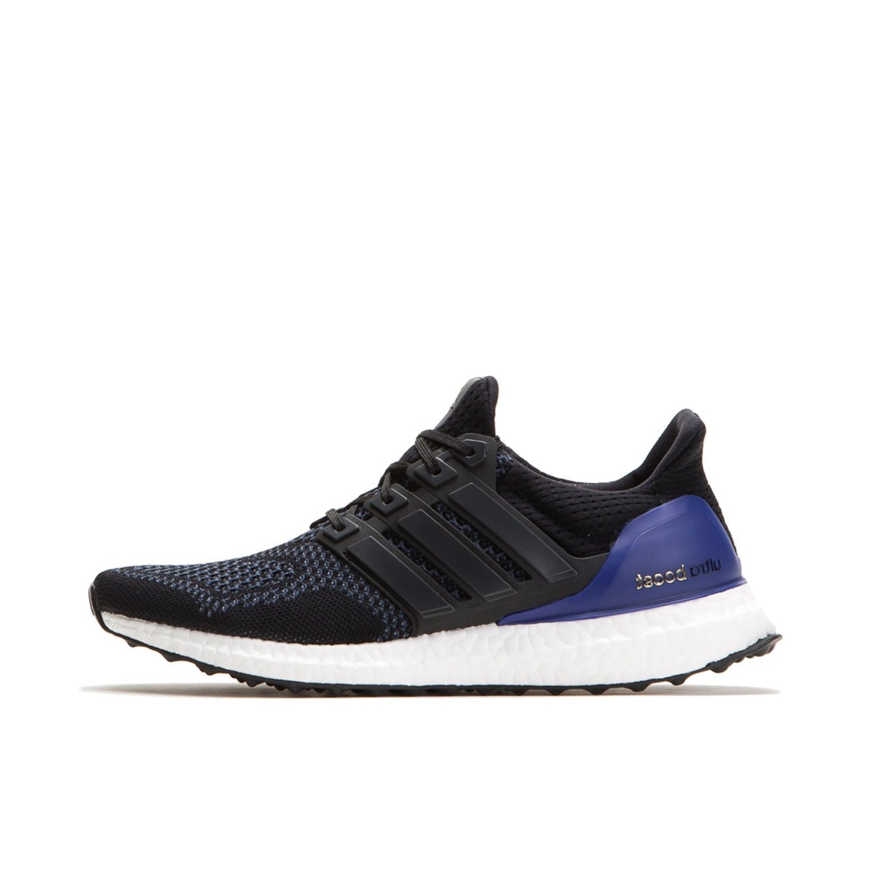 推荐商品：adidas Ultraboost 跑鞋 透气防滑耐磨缓震轻便休闲运动支撑织物减震防水抗扭转圆头 Black Gold Purple 黑蓝