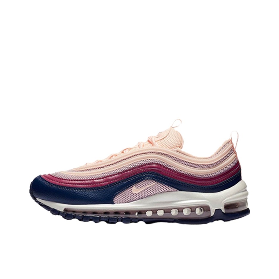 推荐商品：Nike Air Max 97 跑鞋 气垫减震全掌舒适透气防滑耐磨百搭复古织物合成革运动时尚圆头包裹性支撑 Plum Chalk/Pink/Purple 粉紫蓝