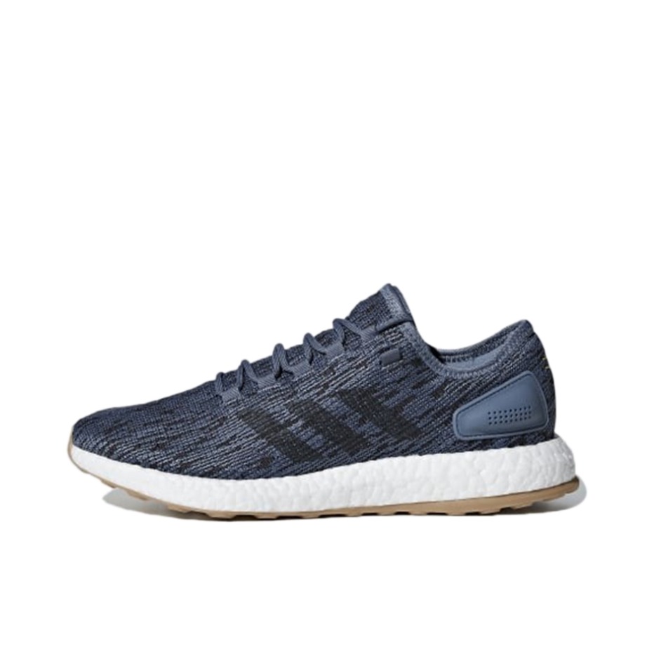 推荐商品：adidas Pure Boost 2017 跑鞋 减震耐磨网面透气轻便防滑运动支撑织物简约舒适圆头 Steel/Carbon/Shock Yellow 暗蓝