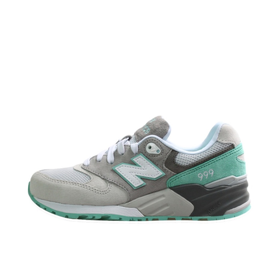 推荐商品：New Balance 999 跑鞋 减震防滑轻便透气耐磨复古经典合成革织物低帮 米灰/薄荷绿