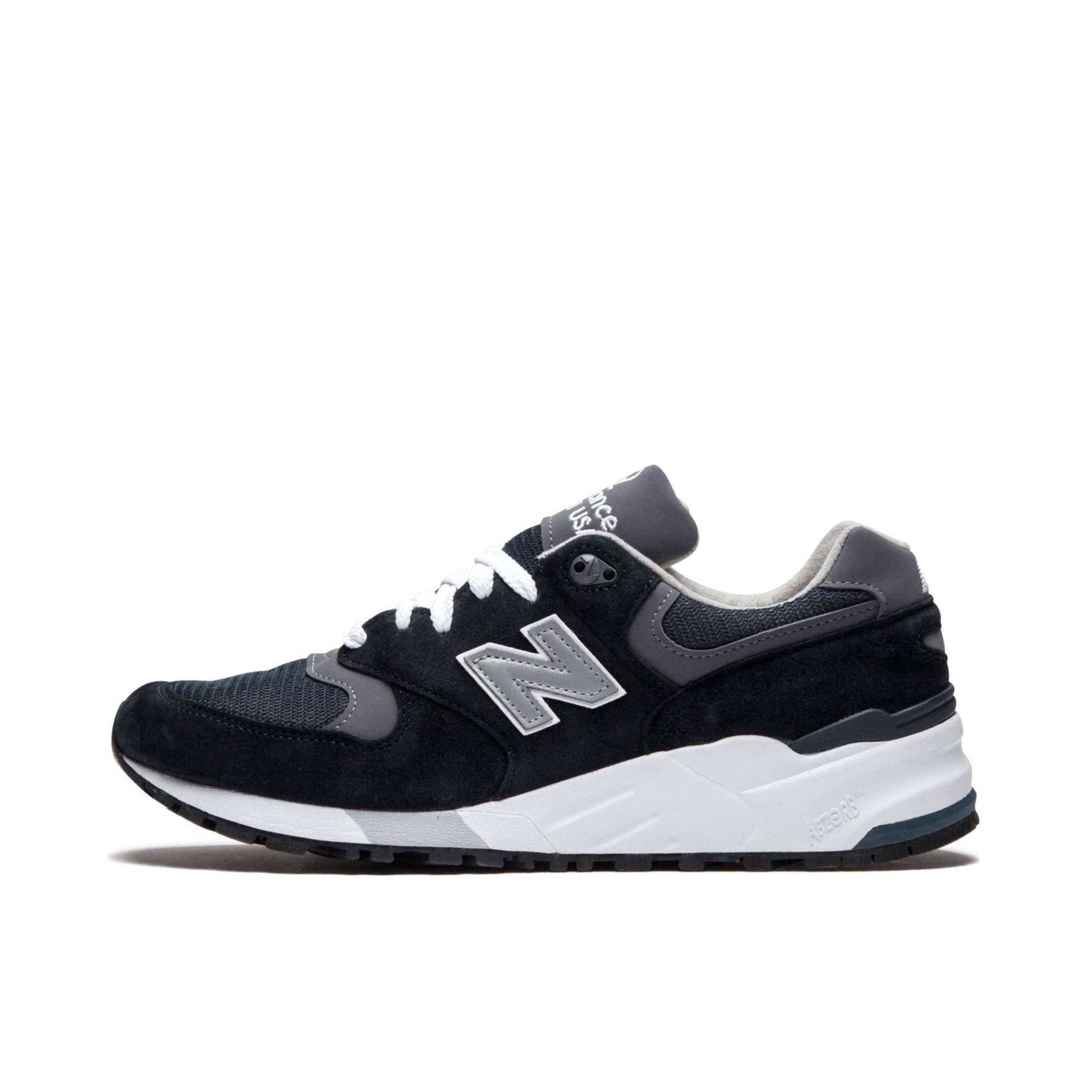 推荐商品：New Balance 999 跑鞋 减震防滑轻便透气耐磨复古经典合成革织物低帮 Navy / Pewter 黑灰白