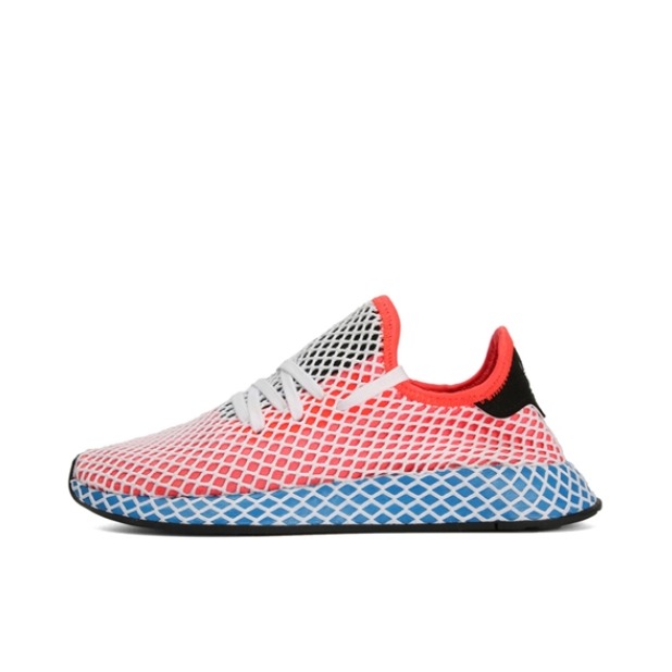 推荐商品：adidas Deerupt Runner 耐磨 时尚复古 网面透气 休闲鞋 Solar Red Blue 红色/蓝色