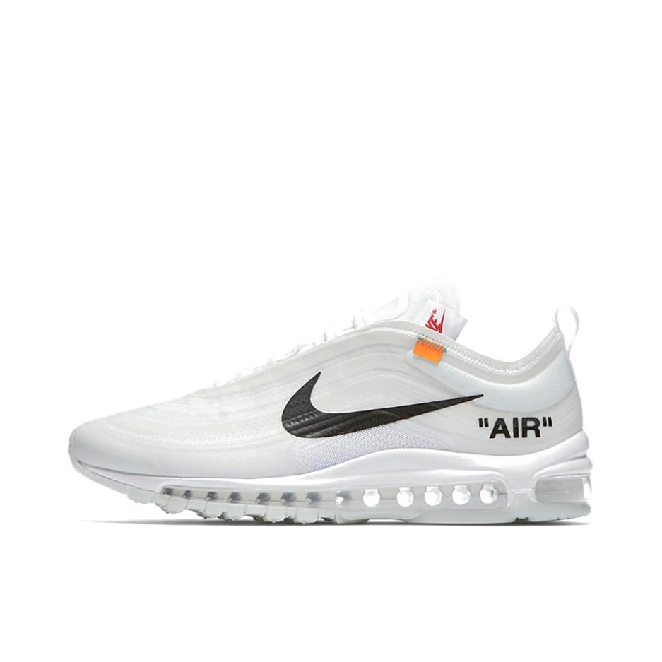推荐商品：Nike Air Max 97 跑鞋 气垫减震全掌舒适透气防滑耐磨百搭复古织物合成革运动时尚圆头包裹性支撑 The ten Off-White联名/白黑