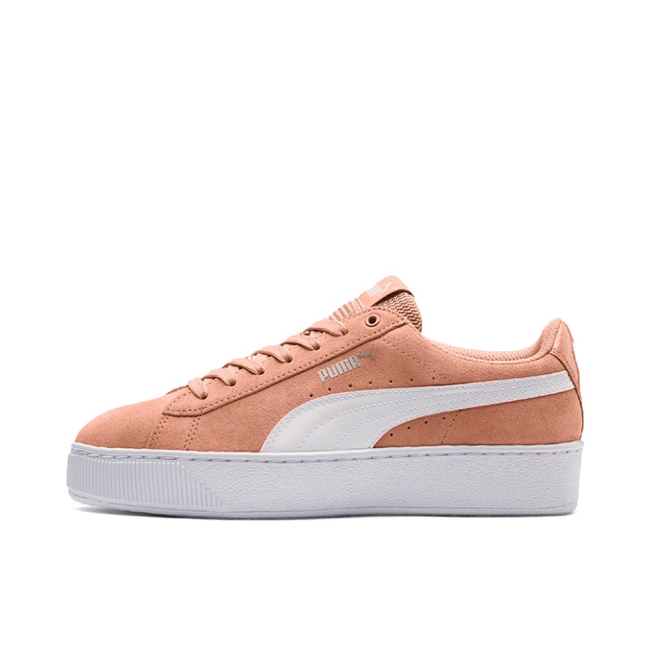 推荐商品：Puma/彪马 Vikky Platform 蕾哈娜 松糕鞋 板鞋 轻便防滑耐磨厚底增高休闲复古抗摩擦 LightSalmon/White 浅粉白