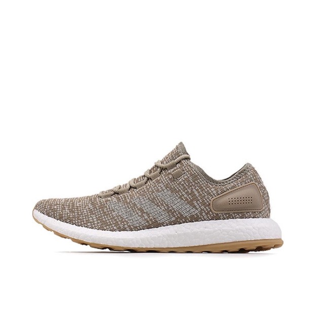 推荐商品：adidas Pure Boost 2017 跑鞋 减震耐磨网面透气轻便防滑运动支撑织物简约舒适圆头 Beige White 浅棕