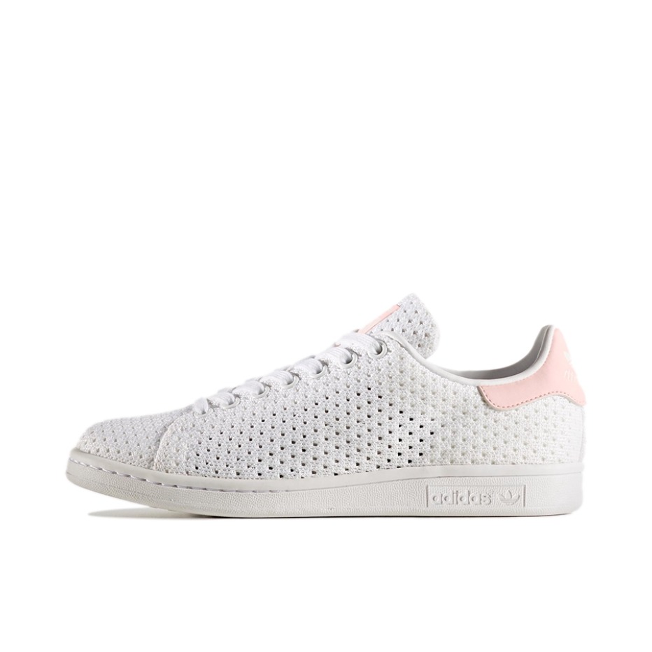推荐商品：adidas Originals Stan Smith 板鞋 减震透气轻便低帮包裹性 White/Pink 粉尾 编织面