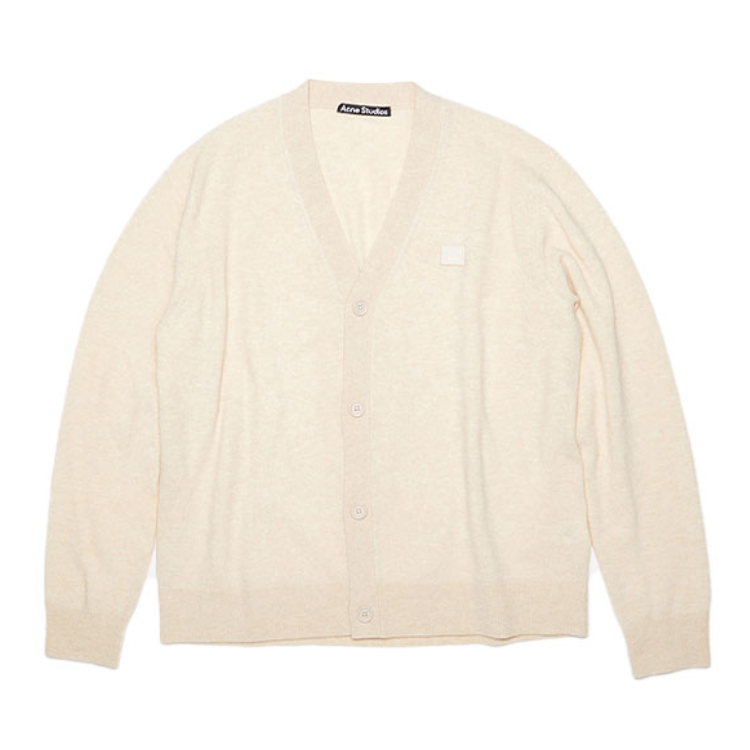 【章若楠同款】Acne Studios 表情小标纯色系扣V领长袖纯羊毛毛衣 男女同款 C60015-900