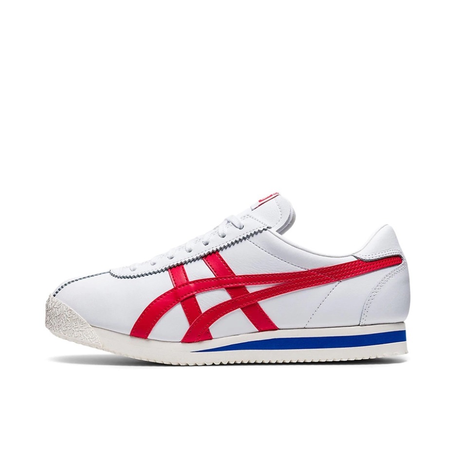 推荐商品：Onitsuka Tiger 鬼塚虎 Corsair 跑鞋 减震回弹防滑耐磨舒适透气轻便复古中性运动百搭低帮 White/True Red 白红蓝