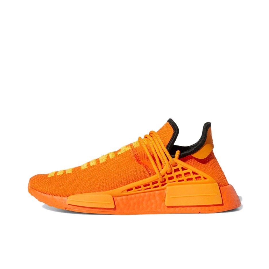推荐商品：adidas Originals NMD Human Race 防滑耐磨 减震回弹 轻便透气 舒适百搭 织物 增高 运动休闲鞋 Orange Pharrell Williams联名/橙色