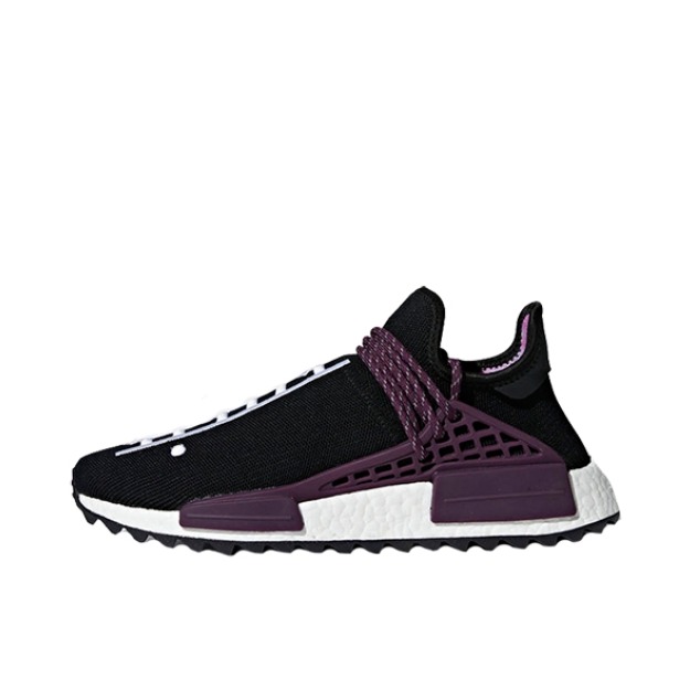 推荐商品：adidas Originals NMD Human Race 防滑耐磨 减震回弹 轻便透气 舒适百搭 织物 增高 运动休闲鞋 Pharrell Holi Festival (Core Black) Pharrell Williams联名/黑色/紫色