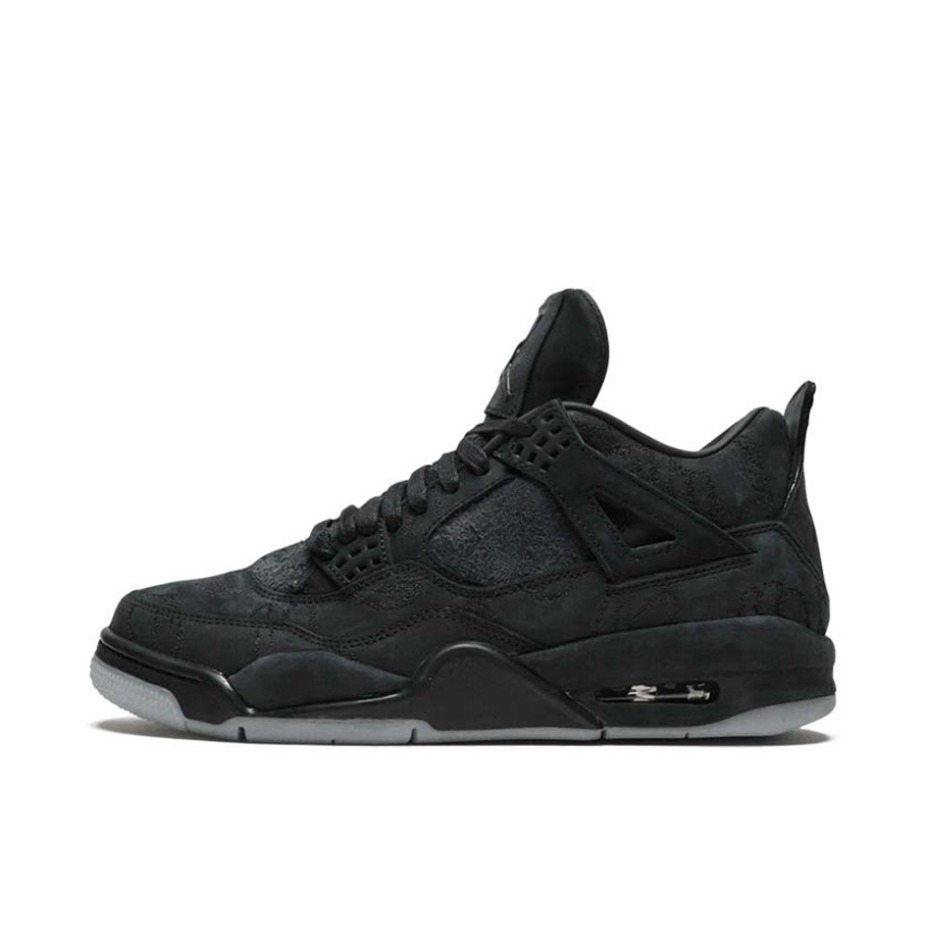推荐商品：Air Jordan 4 运动休闲鞋 舒适缓震防滑耐磨复古简约时尚百搭支撑织物合成革轻质 Black Kaws联名/黑色