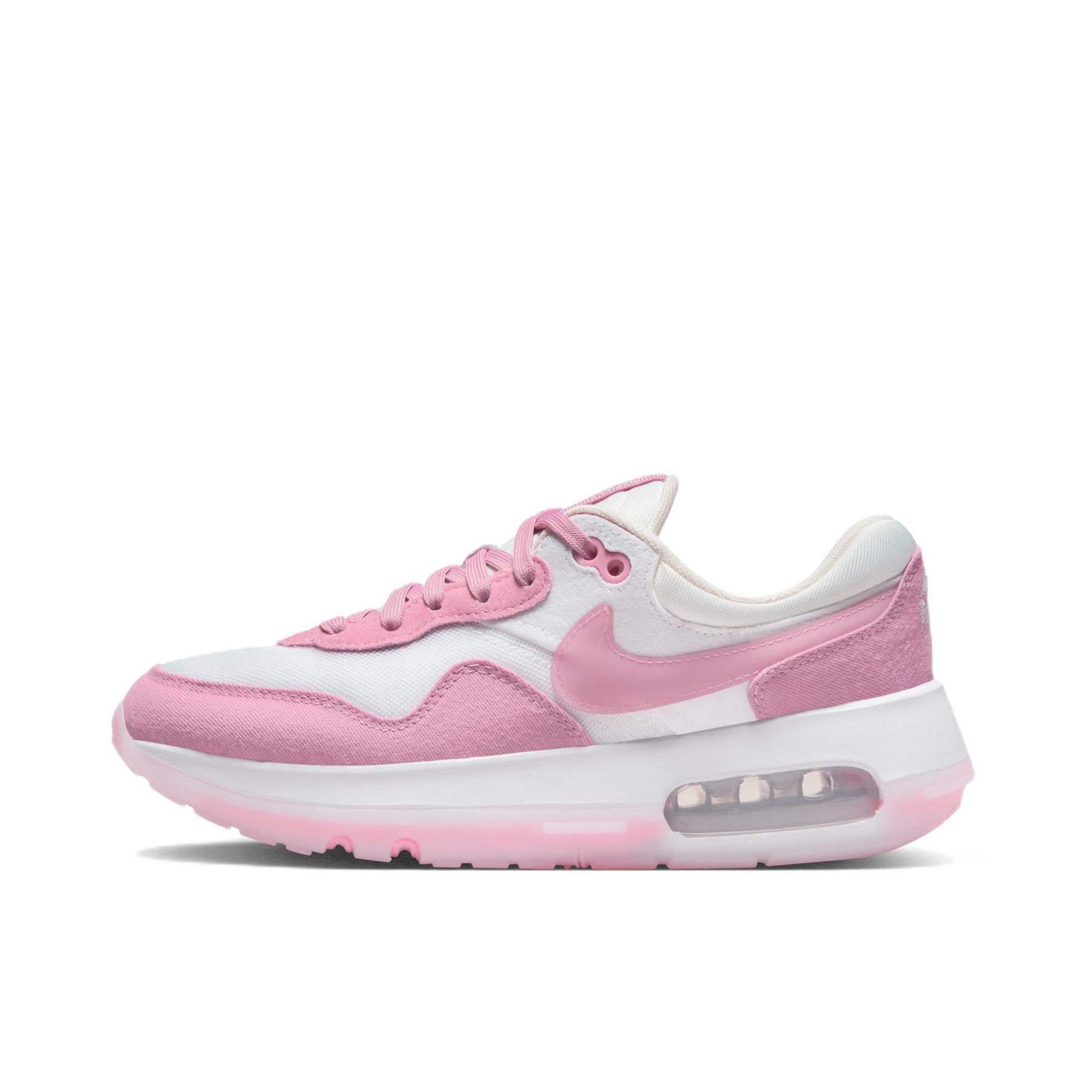 推荐商品：Nike Air Max Motif 跑鞋 复古简约休闲运动缓震防滑耐磨轻便透气织物 粉色/白色