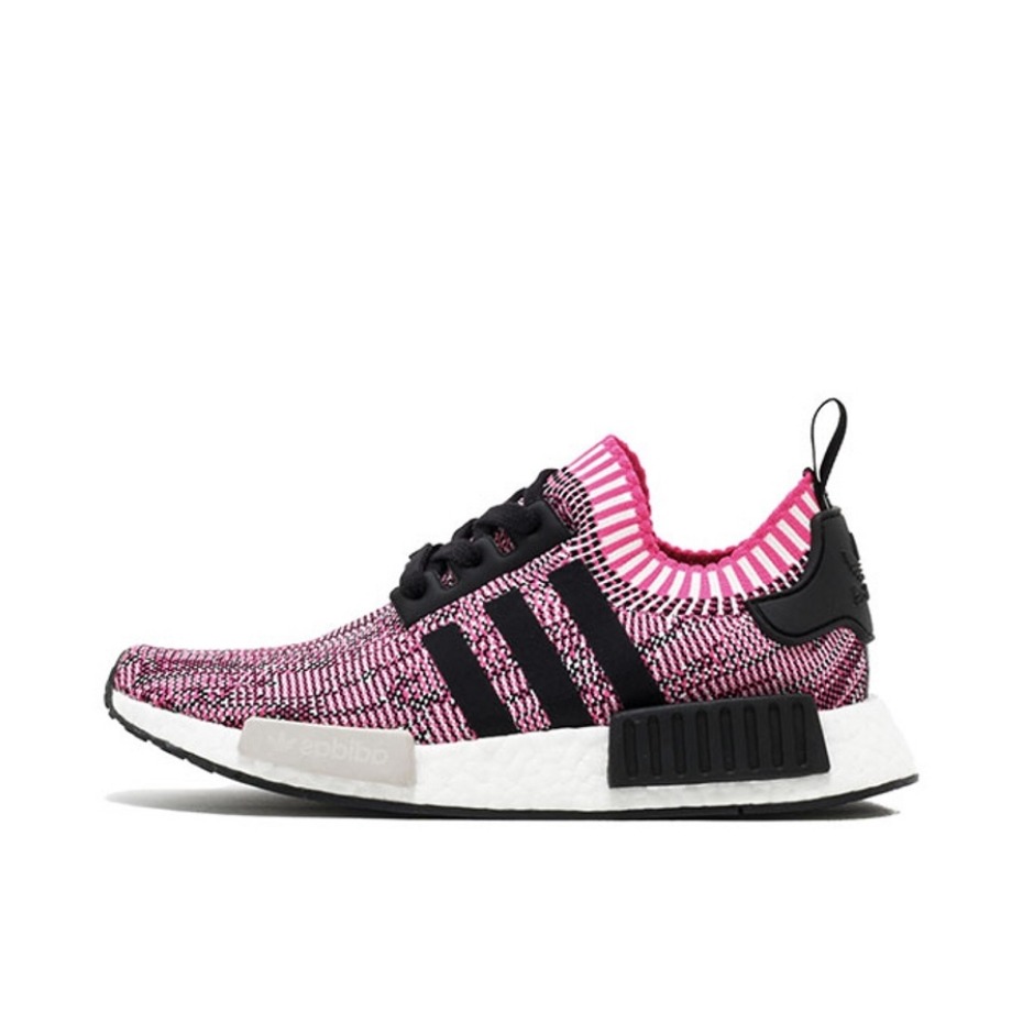 推荐商品：adidas Originals NMD R1 BOOST 织物 轻便透气 缓震 低帮 运动休闲鞋 Pink Rose 黑色/粉色/白色