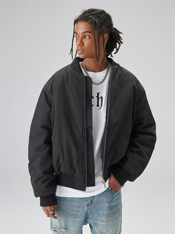 推荐商品：Chinism MA1双层防寒加厚领落肩袖夹棉夹克 CJ2245A2069 黑