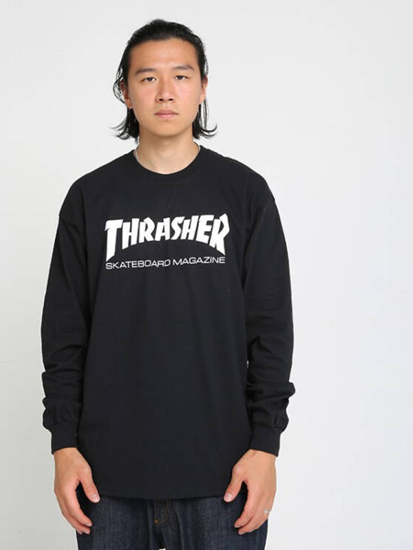 推荐商品：【刘耀文同款】Thrasher SKATE MAG LONG SLEEVE火焰字母加绒圆领长袖T恤 黑