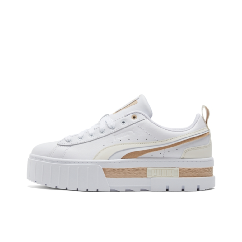 推荐商品：Puma/彪马 Mayze 运动休闲鞋 耐磨经典复古厚底舒适透气抗磨损 白色/金色