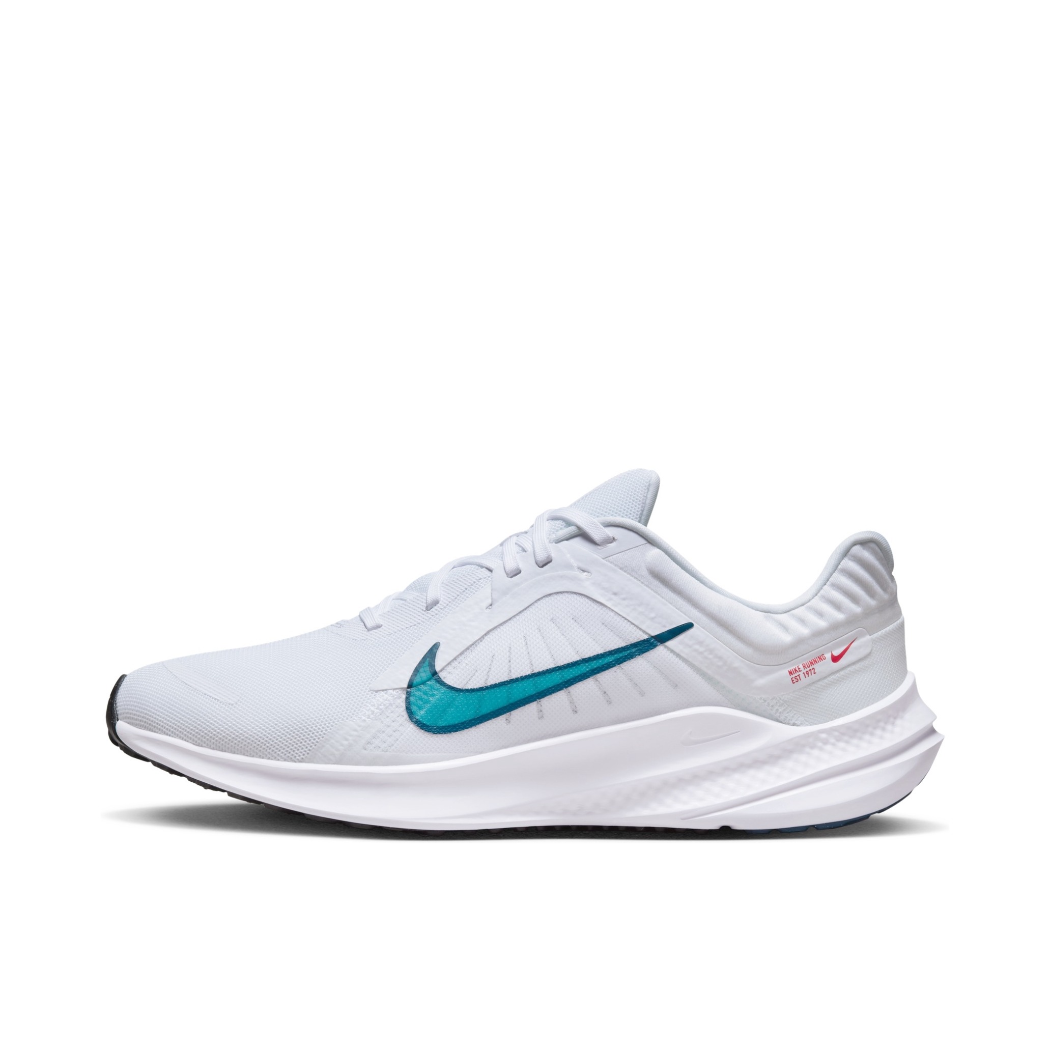 推荐商品：Nike Quest 5 跑鞋 缓震防滑耐磨支撑轻便透气轻质运动训练 白色/蓝色