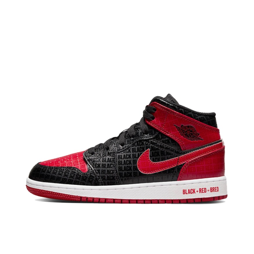 推荐商品：Air Jordan 1 板鞋 运动休闲鞋 复古潮流支撑合成革 GS/中帮/满印/黑色/红色
