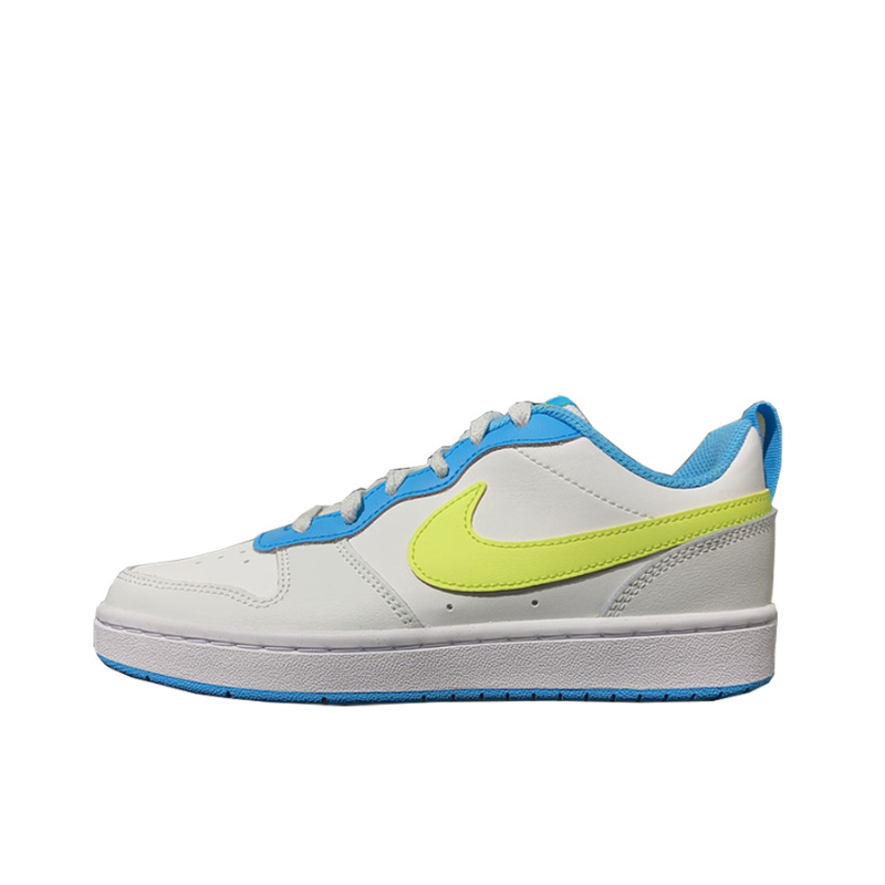推荐商品：Nike Court Borough 2 板鞋 复古时尚支撑舒适百搭轻便防滑 GS/白色/黄色/蓝色