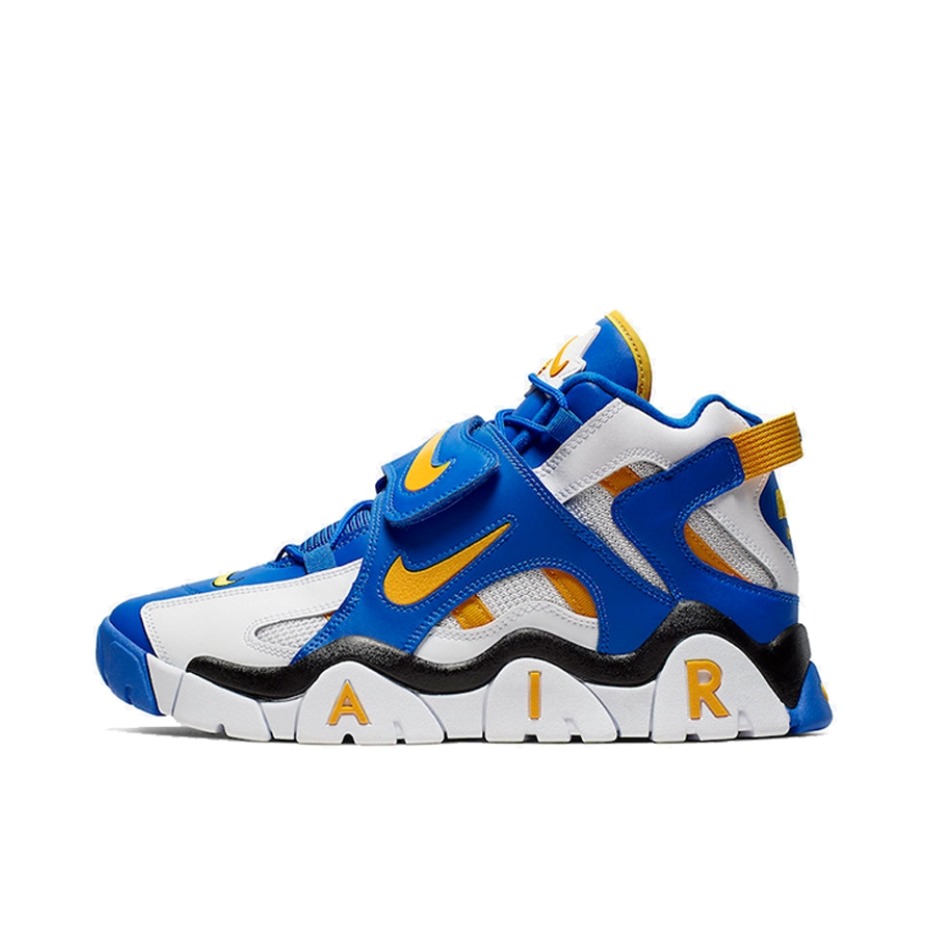 推荐商品：Nike Air Barrage 缓震耐磨 复古运动 防滑 篮球鞋 Blue/Yello/White 宝蓝/亮黄