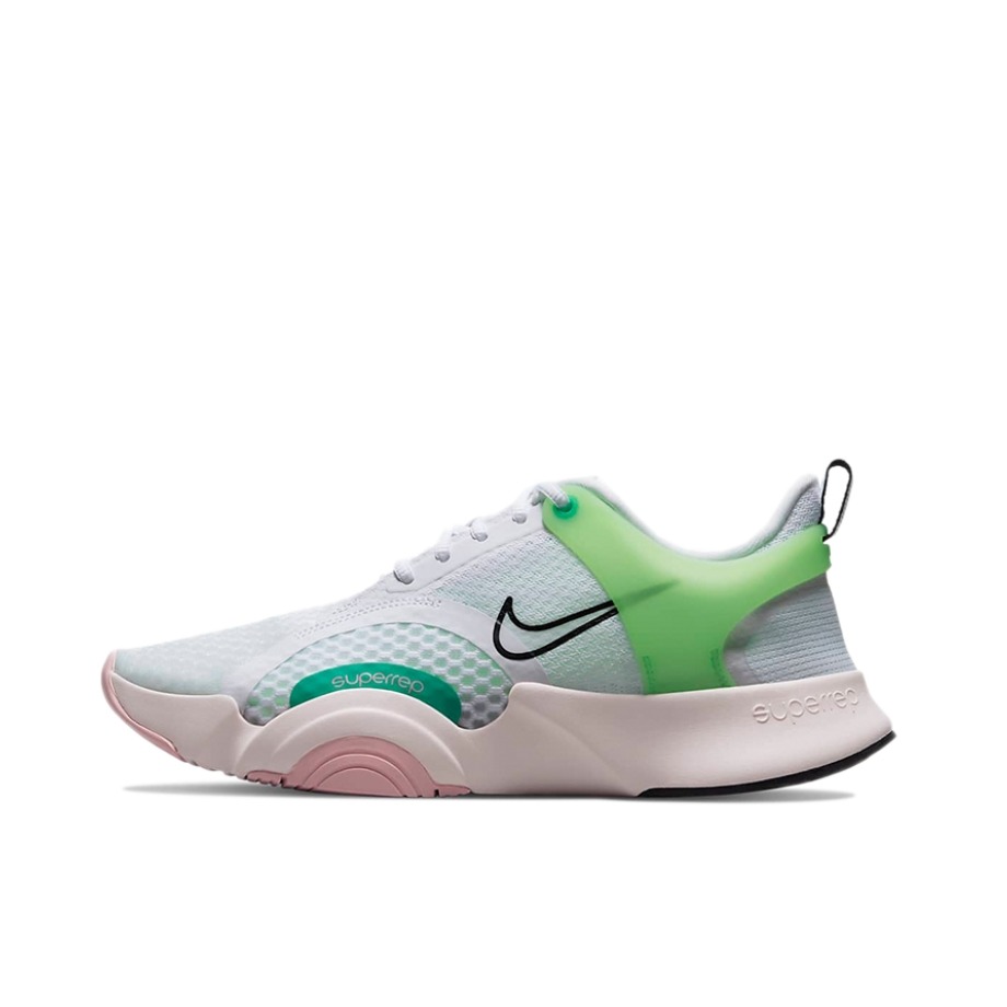 推荐商品：Nike SuperRep Go 2 跑鞋 舒适缓震防滑耐磨轻便透气 白色/绿色