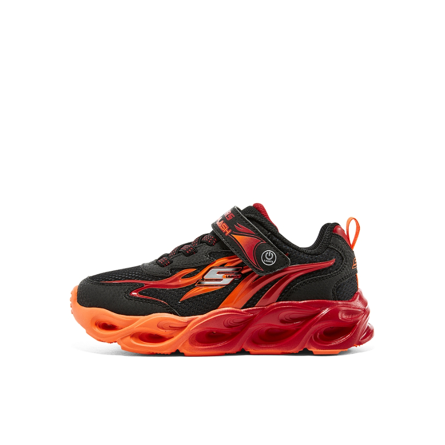推荐商品：Skechers/斯凯奇 运动鞋儿童 时尚百搭防滑耐磨减震轻便舒适透气可控开关亮灯护脚魔术贴 400106L 小童/黑色/红色/橙色