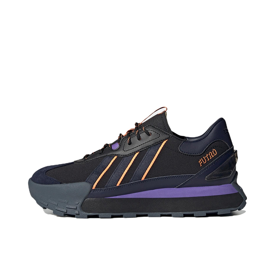 推荐商品：adidas neo Futro Mixr 运动休闲鞋 防滑耐磨轻便舒适增高厚底透气复古织物轻运动 黑色/紫色