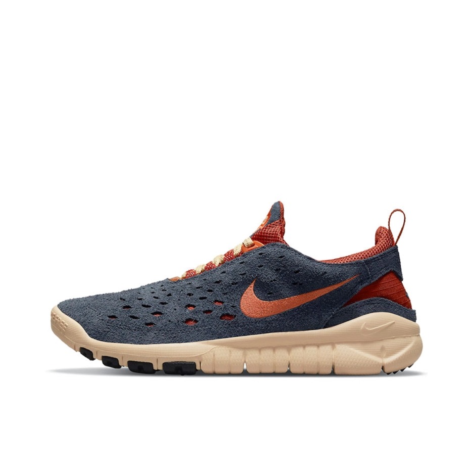 推荐商品：Nike Free Run Trail 跑鞋 缓震回弹舒适轻便防滑耐磨网面透气织物百搭赤足感 蓝色/橙色