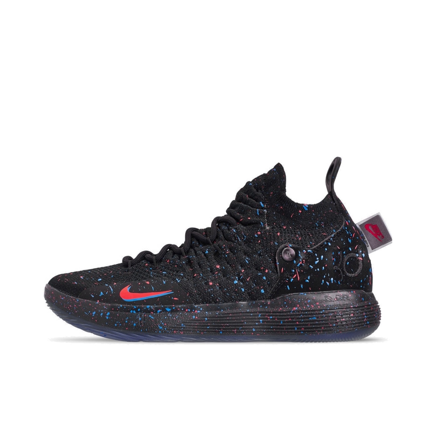 推荐商品：Nike Zoom KD 11 全掌 减震 防滑耐磨 圆头 织物 实战 篮球鞋 Confetti 黑红泼墨