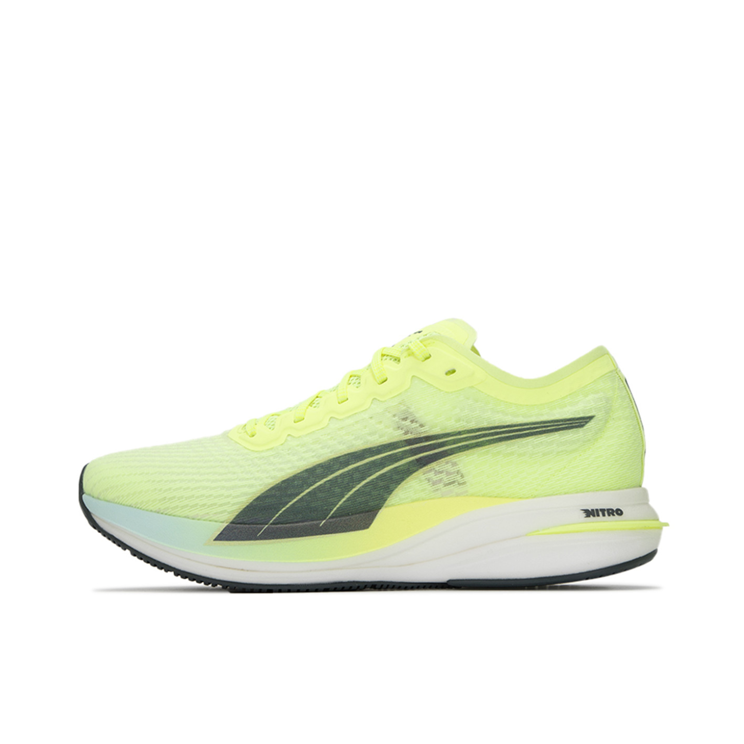 推荐商品：Puma/彪马 Deviate Nitro 氮气 耐磨 轻量 碳板 网布 织物 防水 马拉松 跑鞋 荧光绿