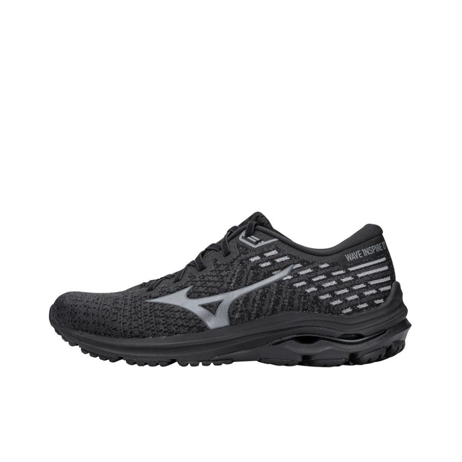 推荐商品：Mizuno/美津浓 Wave Inspire 17 防滑耐磨 减震支撑 舒适透气 圆头 百搭休闲 织物 合成革 跑鞋 纯黑色