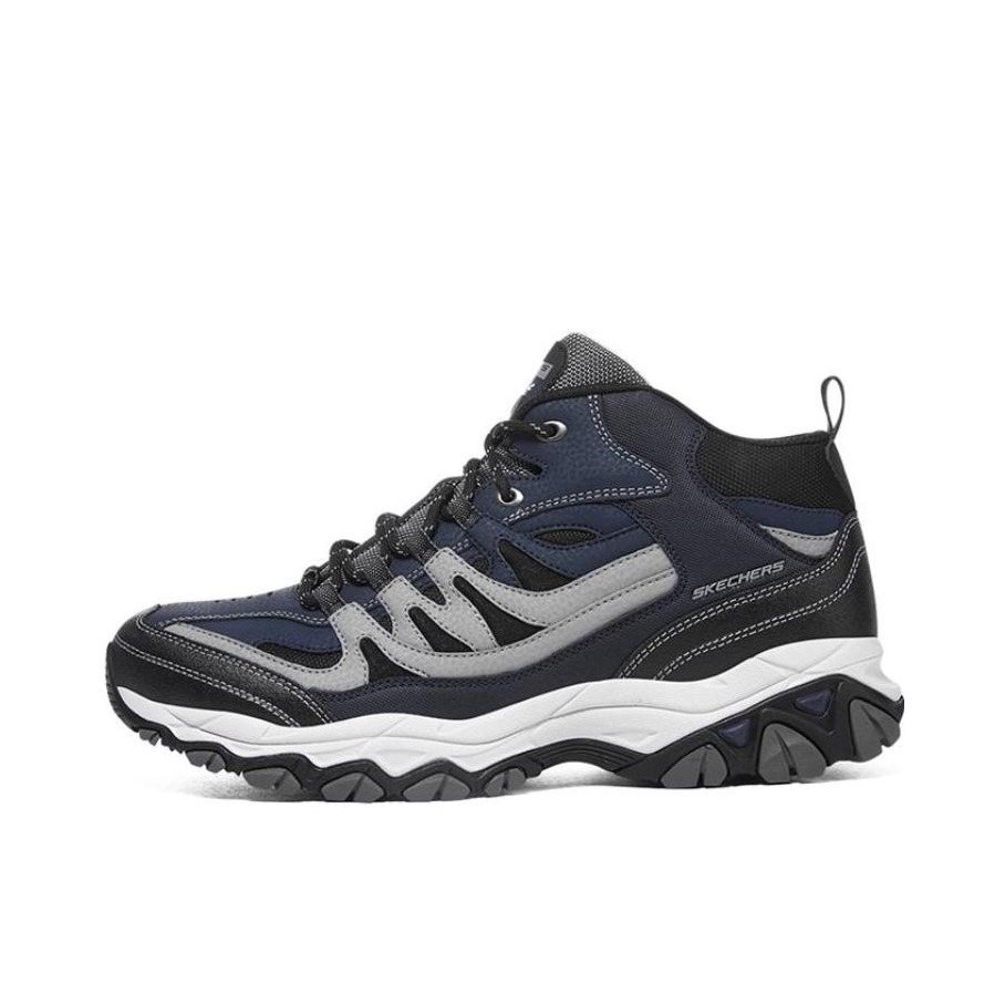 推荐商品：Skechers/斯凯奇  After Burn M.Fit  减震回弹 透气 绑带 复古  徒步鞋 登山鞋 户外鞋 海军蓝/灰色