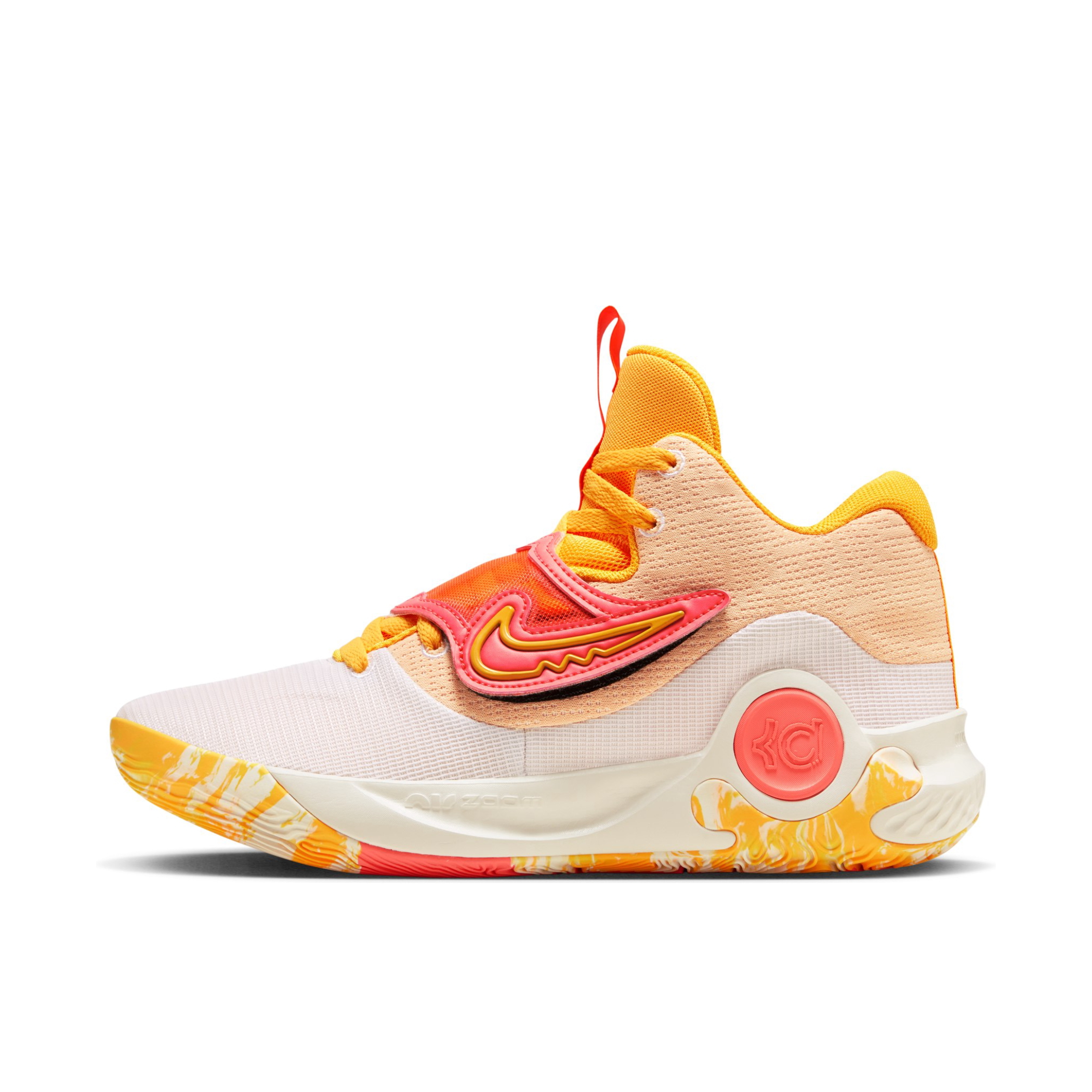 推荐商品：Nike KD Trey 5 X 杜兰特 篮球鞋 缓震透气防滑耐磨圆头织物支撑实战时尚百搭 国内版/白色/潘趣红/激光橙