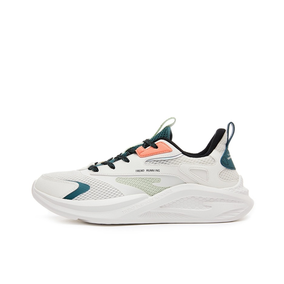 推荐商品：鸿星尔克 凌跃 网面透气 回弹软底 防滑耐磨 轻便 慢跑 跑鞋 橡芽白/薄荷绿