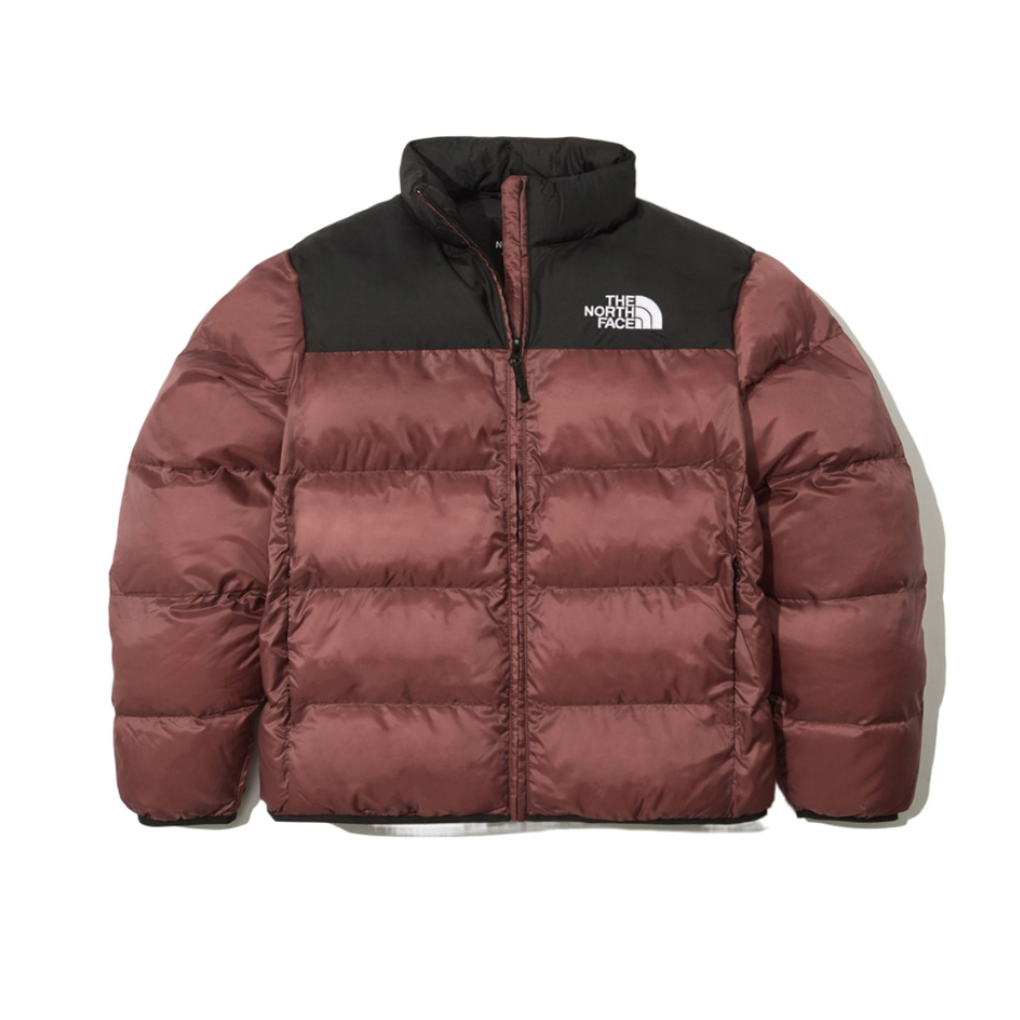 TheNorthFace 印花Logo茶玫瑰拼接设计立领长袖棉服羽绒服 男女同款 NJ3NN62 枣红