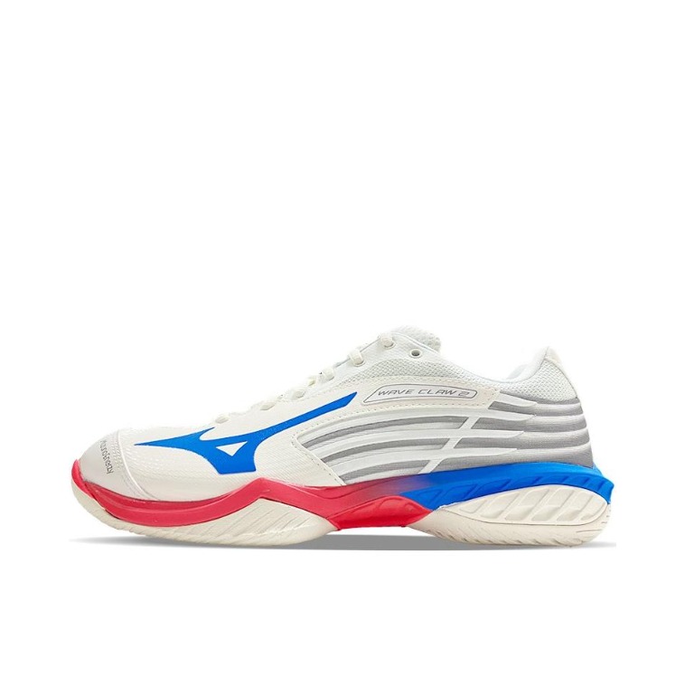 推荐商品：Mizuno/美津浓 Wave Claw 2 Wide 耐磨透气 织物 防滑减震 羽毛球鞋 白色/蓝色/淡红