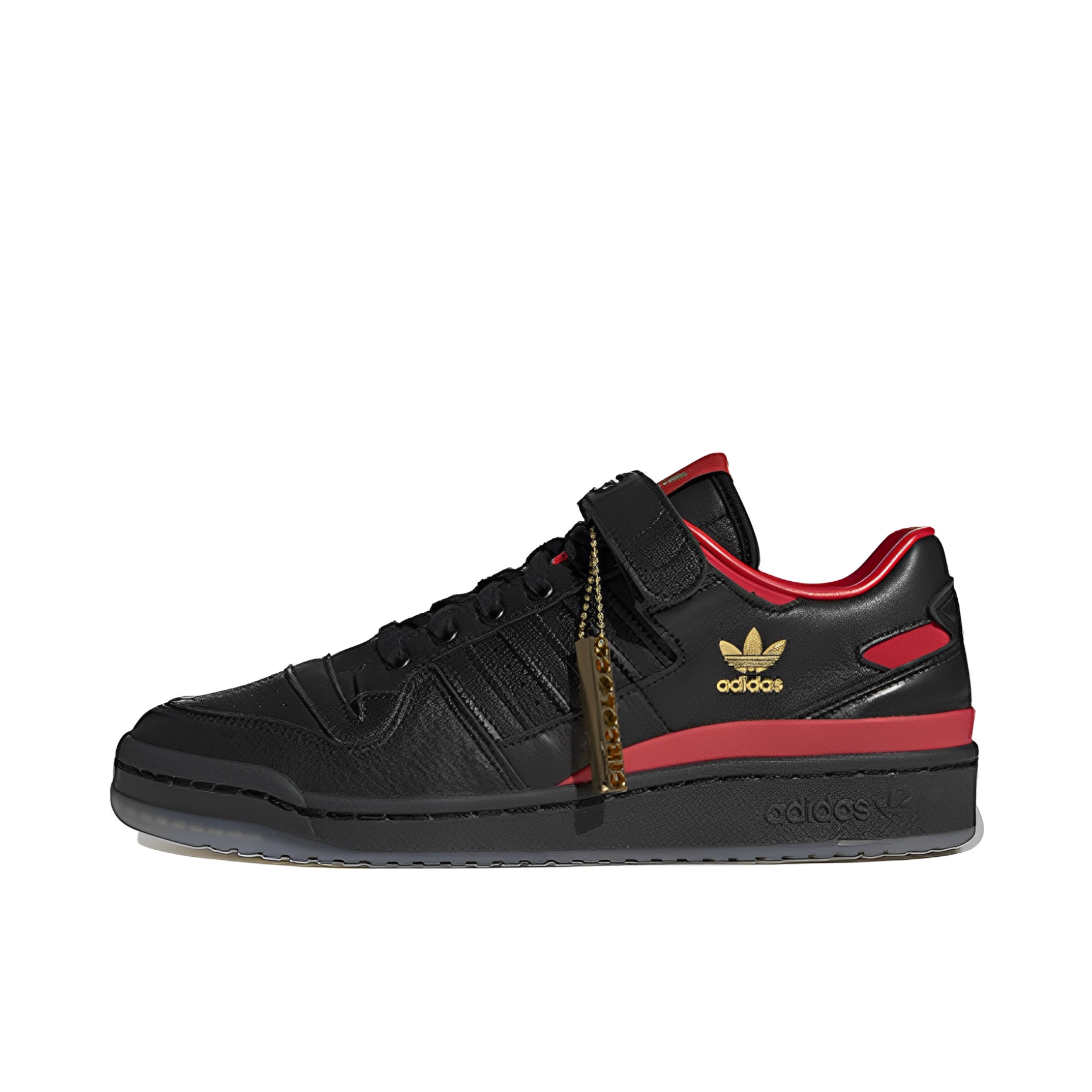 推荐商品：adidas Originals Forum 板鞋 轻便复古防滑时尚魔术贴篮球风薄底包裹性 Circoloco联名/黑色/暗红