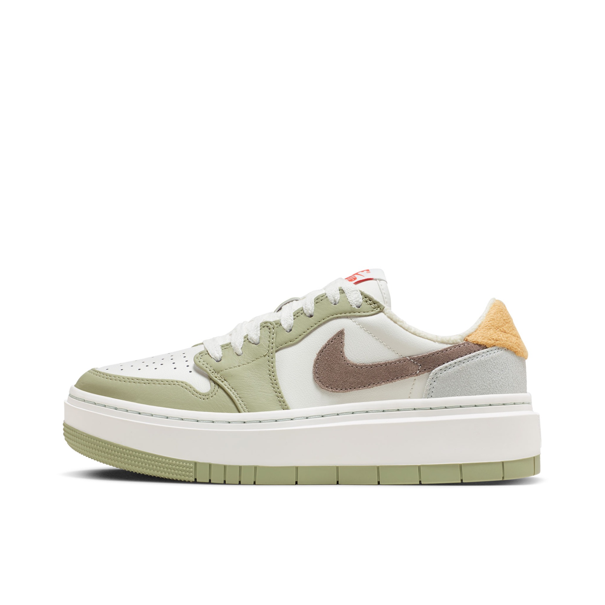 推荐商品：Jordan Air Jordan 1 elevate 板鞋 圆头厚底减震防滑复古增高 兔年限定/低帮/象牙白/淡褐色/微绿色