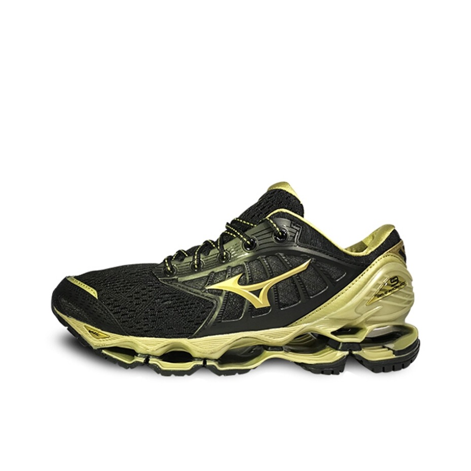 推荐商品：Mizuno/美津浓 Wave Prophecy 9 马拉松 减震 网布透气 包裹性 织物 稳定 跑鞋 黑色/金色