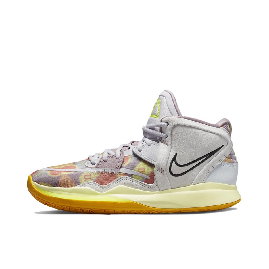 推荐商品：Nike Kyrie 8 infinity 欧文8 防滑耐磨 减震透气 包裹性 实战 织物 合成革 舒适百搭 篮球鞋 国外版/灰色/橙色
