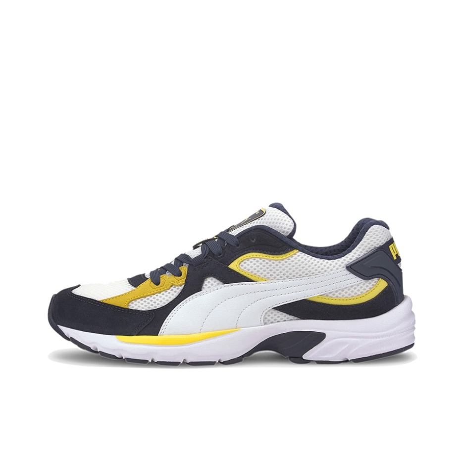 推荐商品：Puma/彪马 Axis Plus 防滑耐磨 网面透气 舒适轻便 复古 跑鞋 藏蓝/米白/黄色