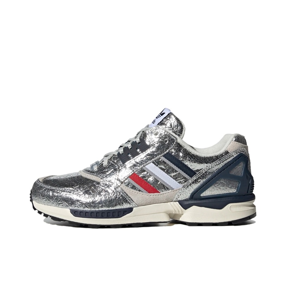 推荐商品：adidas ZX 9000 防滑耐磨 减震透气 包裹性 休闲运动 跑鞋 Concepts联名/金属银/红蓝