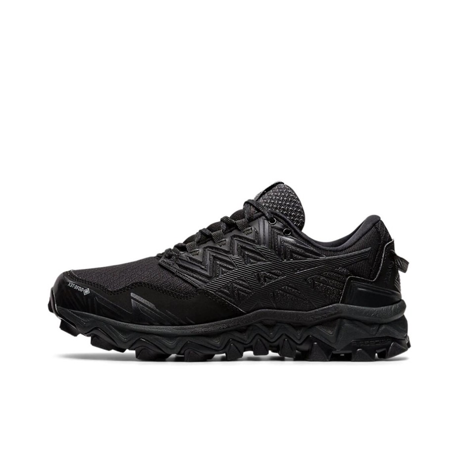 推荐商品：Asics/亚瑟士 Gel-FujiTrabuco 8 跑鞋 缓震回弹防滑耐磨舒适轻便网面透气合成革织物运动休闲 纯黑