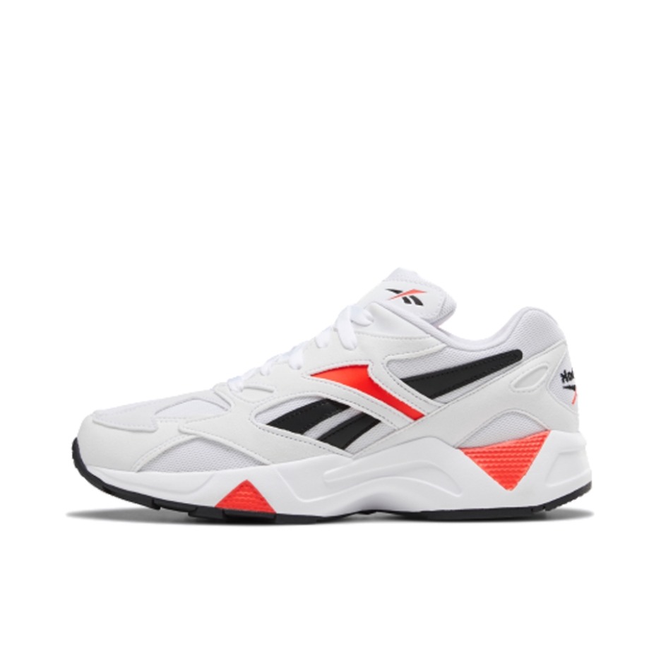 推荐商品：Reebok/锐步 Aztrek 96 跑鞋 减震耐磨复古舒适透气织物运动轻便防滑 White/Porcelain/Neon Red 白色/红色