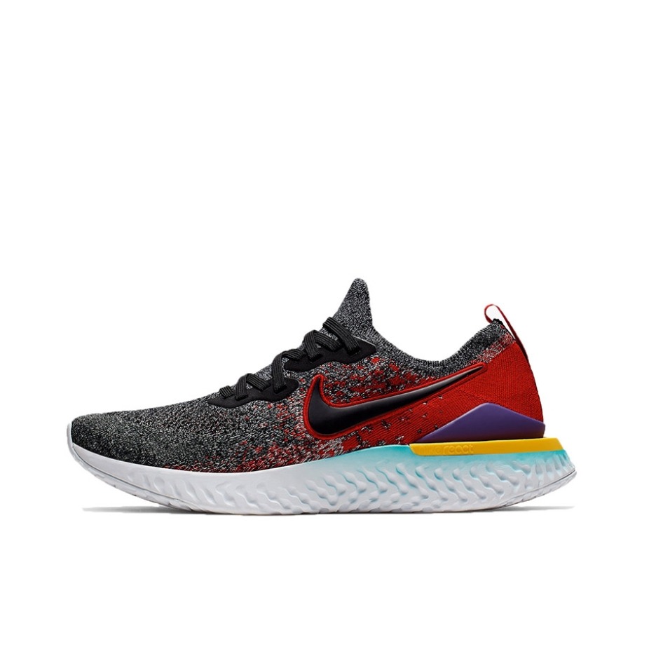 推荐商品：Nike Epic React Flyknit 2 跑鞋 时尚潮流防滑耐磨舒适透气缓震轻便编织运动泡棉圆头 Black/Red/Blue 黑红蓝