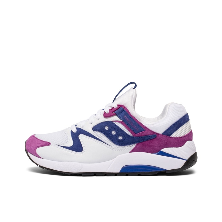 推荐商品：Saucony/索康尼 Grid 9000 跑鞋 防滑耐磨舒适百搭透气支撑轻便 White/Purple 白紫