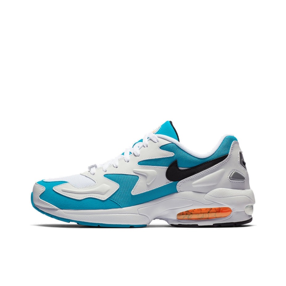 推荐商品：Nike Air Max 2 Light 跑鞋 复古百搭拼接舒适减震防滑耐磨网面透气合成革 Light Blue Lagoon 白蓝