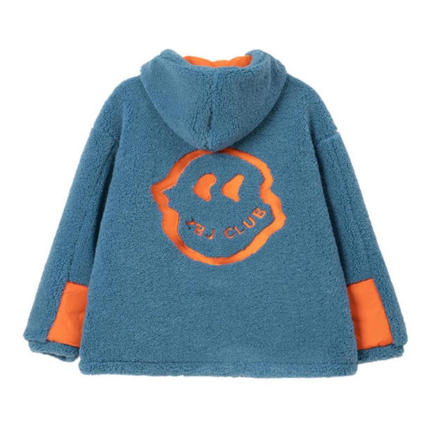 ESXC 潮牌宽松笑脸拼接双面穿夹克 男女同款 JK-QUN019