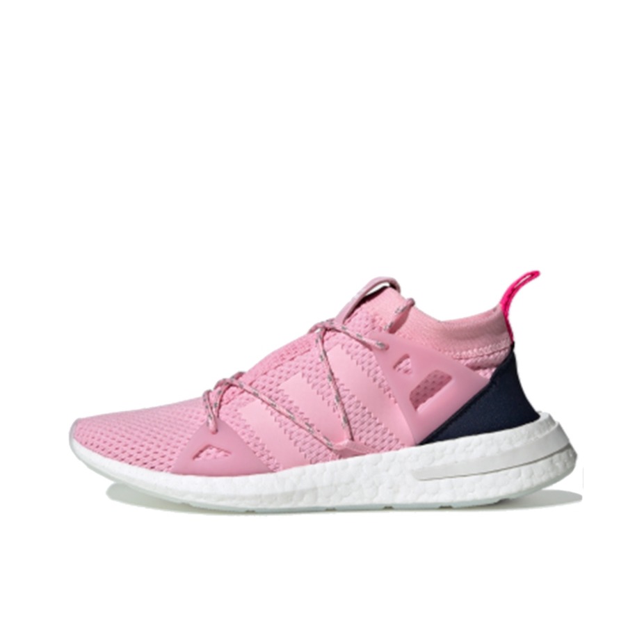 推荐商品：adidas Originals Arkyn Knit 缓震回弹 防滑耐磨 舒适透气 轻便 织物 休闲运动 跑鞋 True Pink 粉紫白