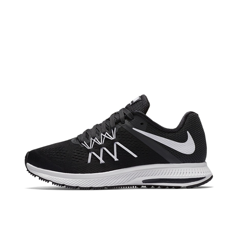 推荐商品：Nike Zoom Winflo 3 跑鞋 缓震轻便透气防滑耐磨潮流织物马拉松舒适百搭减震 Black White 黑白
